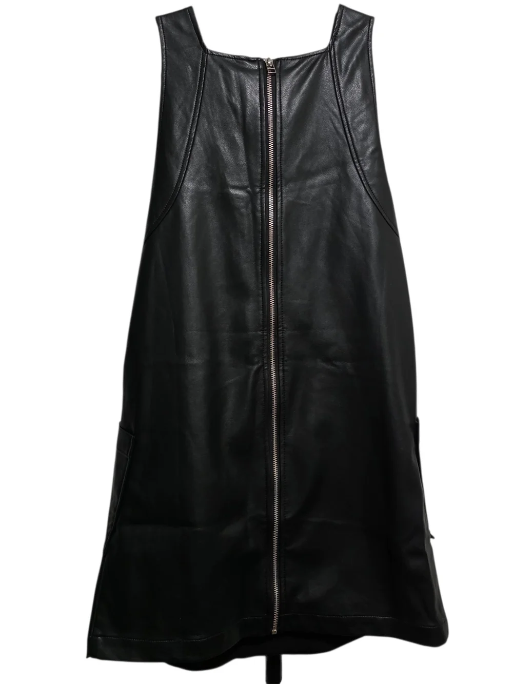 Maeve Anthropologie Black Faux Leather Shift Dress Med Vegan Leather Mini Dress